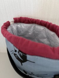 画像1: kiki：保冷きんちゃく袋(ねこフェイス水色)