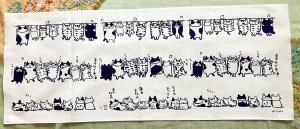 画像4: ドレミかんぱにー： 手ぬぐい横（手捺染）ぶら下がり猫と招き猫（一部寄付） (4)