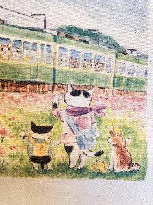 画像3: ドレミかんぱにー：トートバック大「秋桜とレトロ電車」（一部寄付） (3)