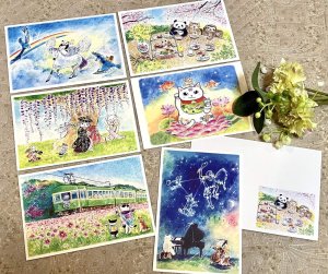 画像1: ドレミかんぱにー：ポストカード６枚セット「森の動物たち」 (1)