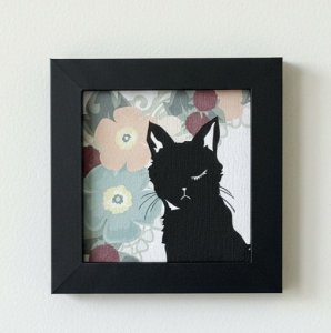 画像1: 星空月華：モダン風黒猫さん・アートフレーム（一部寄付） (1)
