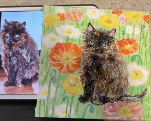 画像4: ドレミかんぱにー：キャンバスアート・原画「うちの子の肖像画オーダー」（納期9〜10月） (4)