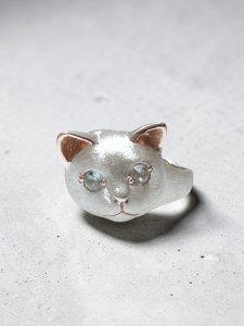 画像1: flowstar：天然石ツンデレフェイス猫リング (1)