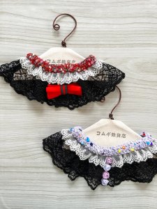 画像1: コムギ雑貨店：黒二段レース　シュシュ（2種） (1)