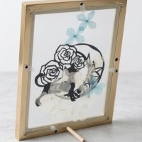 画像3: 星空月華:薔薇と月と猫・切り絵&プリザーブドフラワー(一部寄付)