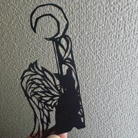 画像1: 星空月華:月のオブジェと羽根猫・切り絵(一部寄付)