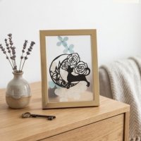 画像2: 星空月華:薔薇と月と猫・切り絵&プリザーブドフラワー(一部寄付)