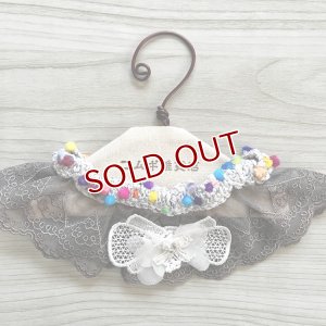 画像1: コムギ雑貨店：グレーレース＋シルバードットニット　シュシュ　≪全額寄付≫ (1)