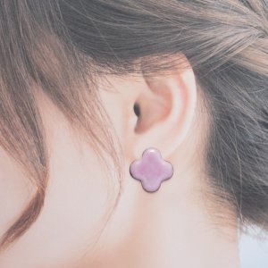 画像1: mofu-moe：七宝焼フラワーイヤリングorピアス【ピンク】 (1)