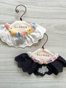 画像1: コムギ雑貨店： 綿レース＋パステルニット　シュシュ（2種） (1)