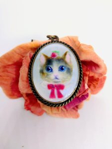 画像1: Jellyfish月まる：乗せっコいちご猫キーチャーム (1)