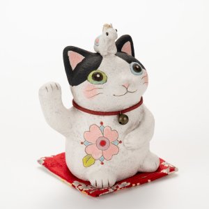 画像1: 月魚ひろこ：招き猫（座布団付き） (1)