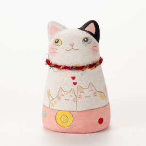 画像1: 月魚ひろこ：だるま猫（ピンク） (1)