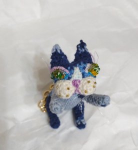 画像1: 編みゅーずTM-yo：のびのび猫バッグチャーム  (1)