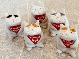画像1: 半澤淳子：♡ハート猫(ありがとう)【5種】 (1)