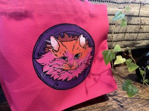 画像1: にゃんこ組：猫のミニミニトート「ピンク」（全額寄付） (1)