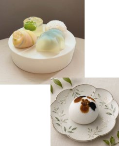画像1: 【冷凍便】和菓子まめいち：七月の生菓子4種+「三毛猫饅頭」2個セット（お店直送） (1)