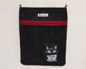 画像1: 鈴：スマホポシェット【黒猫】（一部寄付） (1)