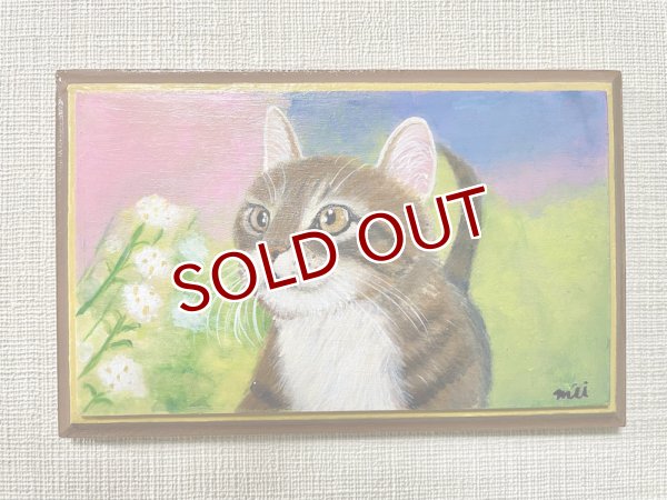 画像1: みい：トールペイント ミニサイズ「キジシロ猫」(全額寄付） (1)
