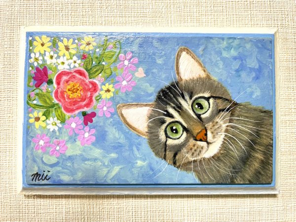 画像1: みい：トールペイント ミニサイズ「黒トラ猫」(全額寄付） (1)