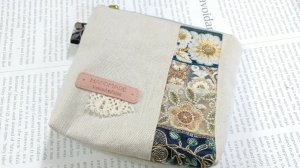 画像1: インド刺繍のマチありポーチ＜２＞ (1)