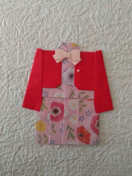 画像1: 入学祝いポチ袋・女児ワンピース　(えんじ色) (1)