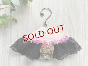 画像1: ピンクモールニット＋小花刺繍レース（28cm・サイズ変更可） (1)