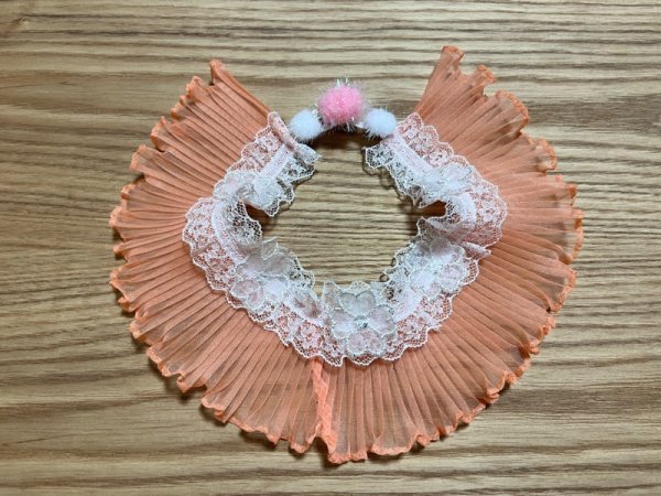 画像1: プリーツレースシュシュ/オレンジ色28cm (1)