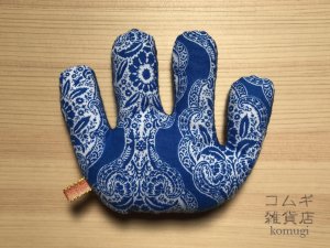 画像1: 拘縮予防てのひら保護の「ニギニギ」【青×白レース柄】 (1)