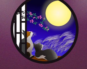 画像1: ６切イラスト＜お月見＞ (1)