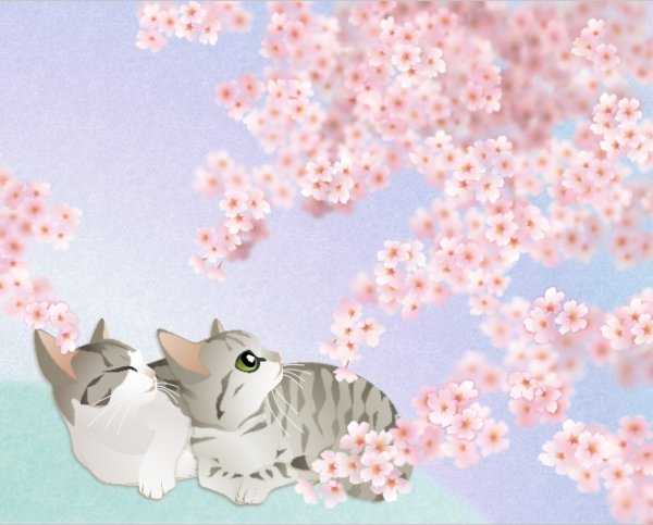 画像1: ６切イラスト＜さくら＞ (1)