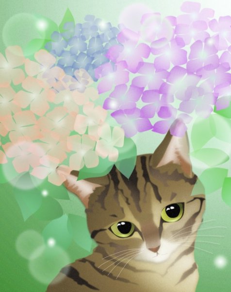 画像1: ６切イラスト＜紫陽花＞ (1)