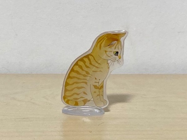 画像1: may's shop  縁側：猫のミニスタンド【茶トラ】 (1)