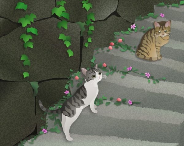 画像1: ６切イラスト＜石段＞ (1)