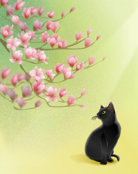 画像1: ６切イラスト＜木蓮＞ (1)