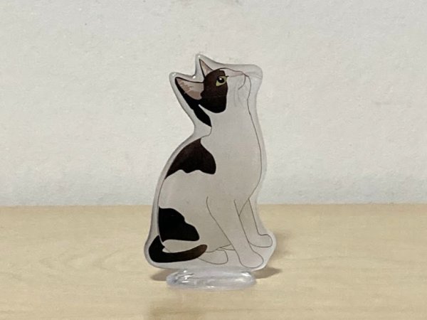 画像1: may's shop  縁側：猫のミニスタンド【ブチ1】 (1)