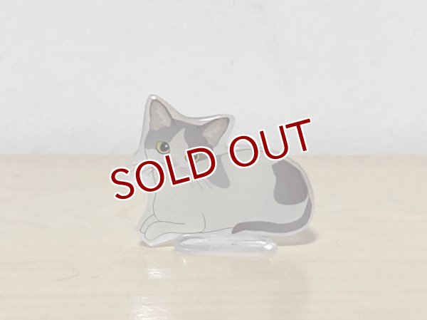 画像1: may's shop  縁側：猫のミニスタンド【灰白】 (1)