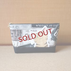 画像1: ポーチ&ペンケース【黒帆布×キジトラ】 (1)