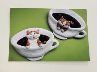 お値下げ　猫粘土　作家　高橋理佐さん　猫の置き物 お値下げ 猫粘土 作家 高橋理佐さん 猫の置き物