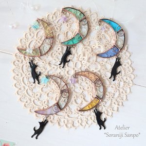 画像1: soraniji sanpo：月に憧れるネコオーナメント (1)