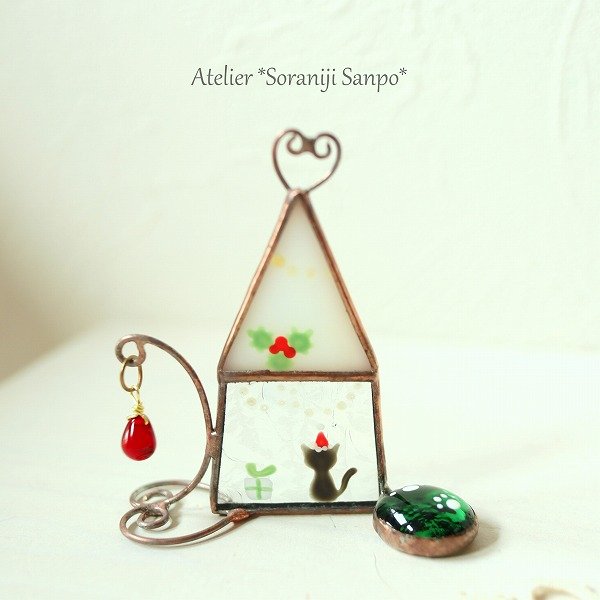 画像1: クリスマス猫ハウスオブジェ　 (1)