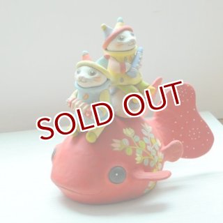 月魚ひろこ　ピエロ楽団　陶器置物 月魚ひろこ＜にゃん太通販＞ 月魚ひろこ ピエロ楽団 陶器置物