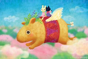 画像1: 月魚ひろこ：ポストカード＜お花見日和＞ (1)