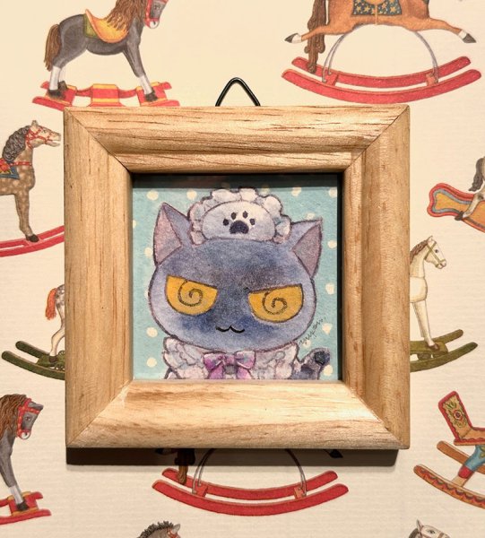 画像1: ゆーぽん：水彩原画「くろねこメイドさん」(全額寄付） (1)