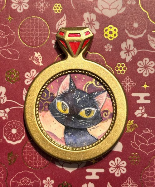 画像1: ゆーぽん：水彩原画「黄昏の星空猫」(全額寄付） (1)