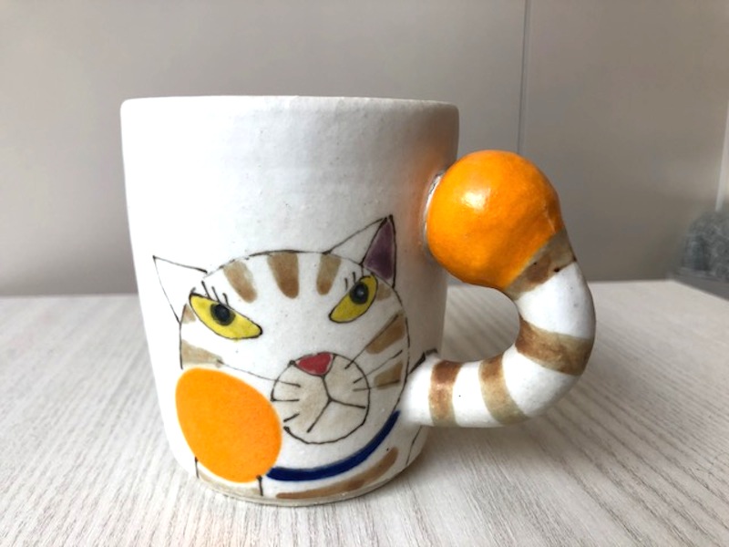 猫パンチマグカップ アッパーパンチ 9 外山亜基雄 笠間焼 にゃん太通販