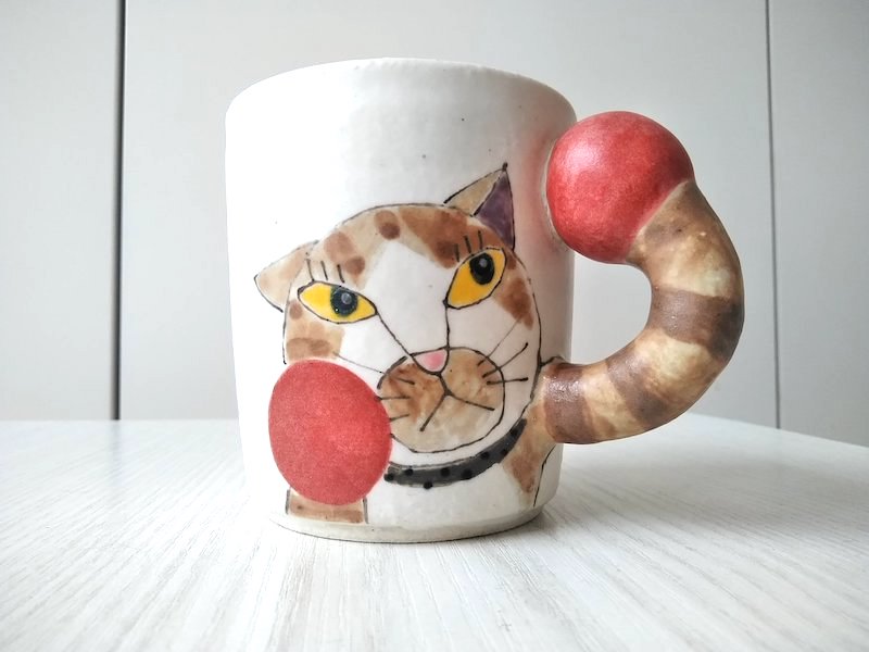 猫パンチマグカップ アッパーパンチ 9 外山亜基雄 笠間焼 にゃん太通販