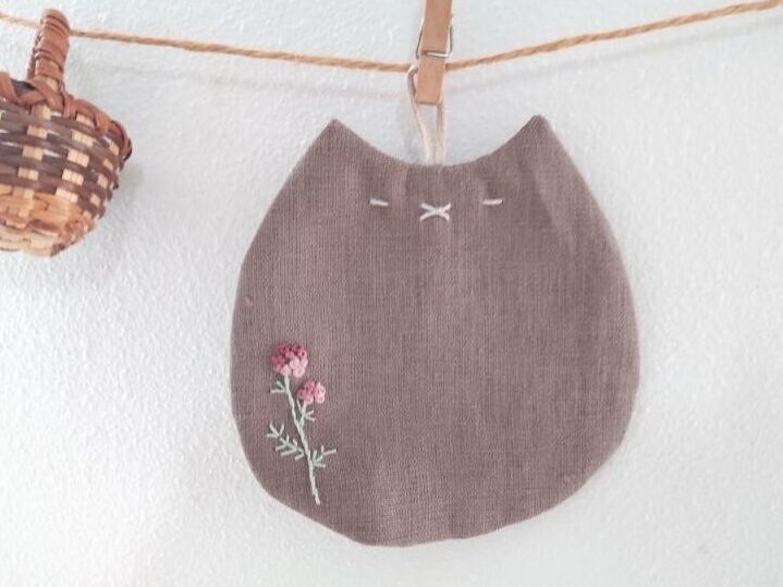 Pansy*：ねこ＊コースター【モカブラウン】刺繍入り