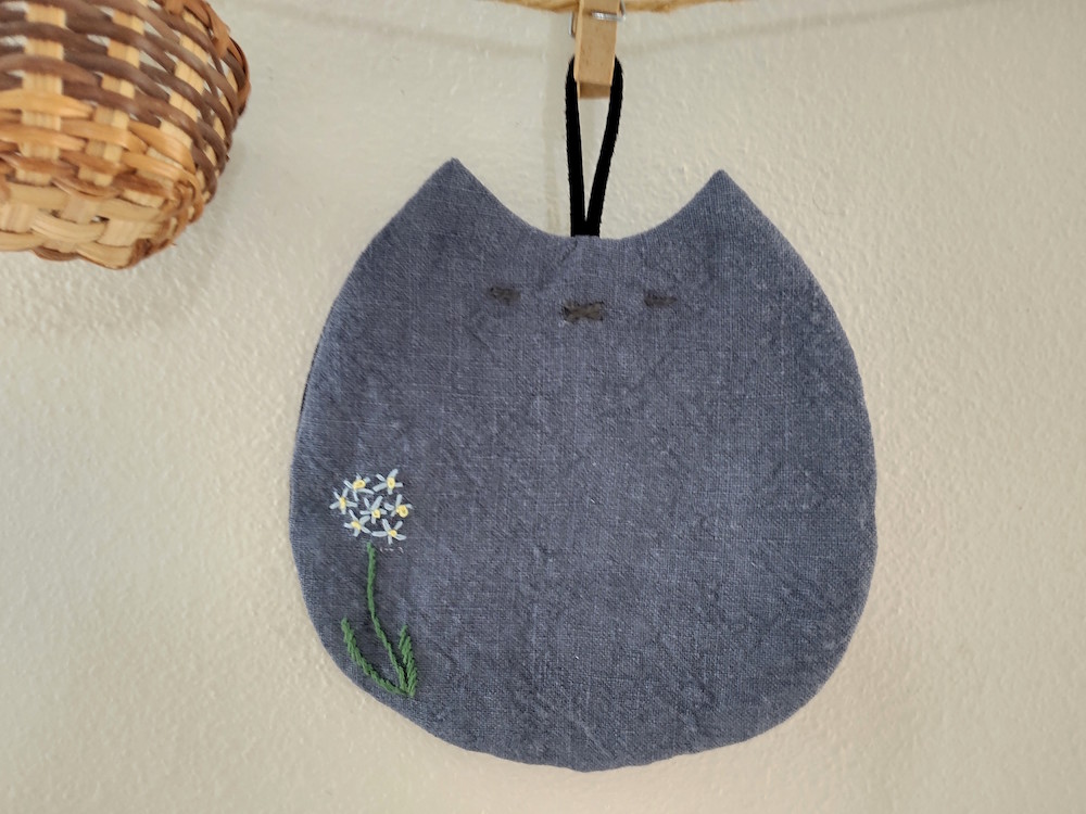 Pansy*：ねこ＊コースター 【ブルー】刺繍入り