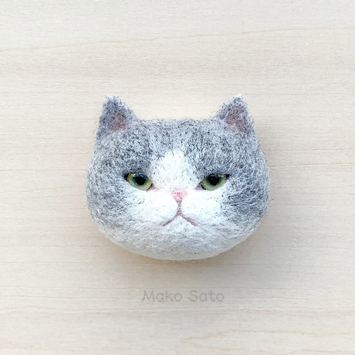 羊毛猫ブローチ